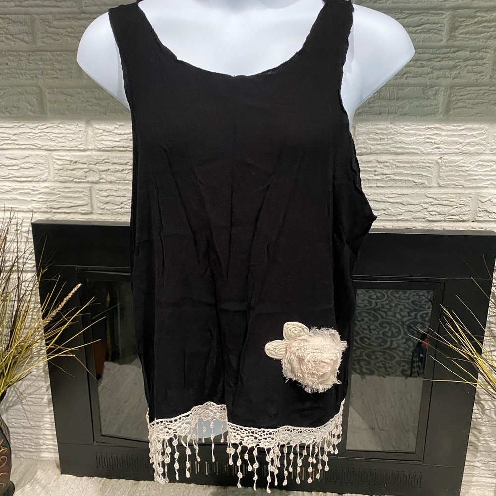 L&B (Lucky & Blessed) fringe blouse tank top
